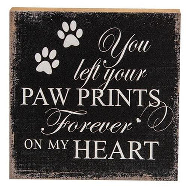 Paw Prints on my Heart Block 6 sq - The Fox Decor